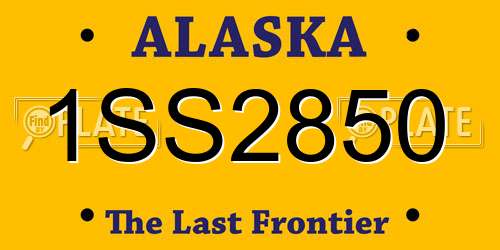 1SS2850 Alaska License Plate