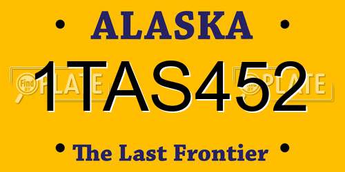 1TAS452 Alaska License Plate