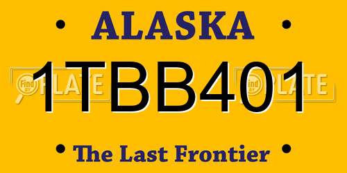 1TBB401 Alaska License Plate