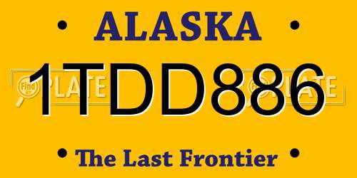 1TDD886 Alaska License Plate
