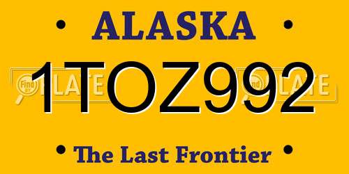 1TOZ992 Alaska License Plate