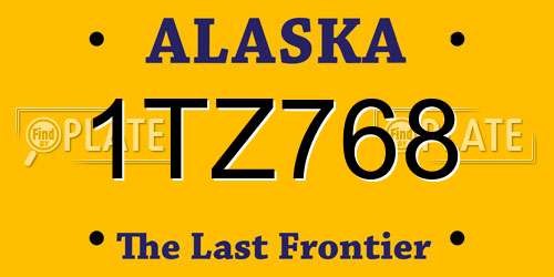 1TZ768 Alaska License Plate