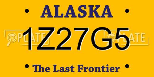 1Z27G5 Alaska License Plate
