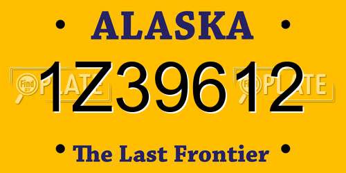 1Z39612 Alaska License Plate