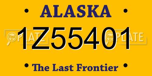 1Z55401 Alaska License Plate
