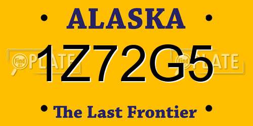 1Z72G5 Alaska License Plate