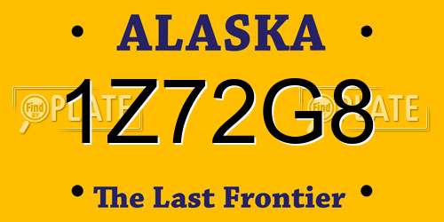 1Z72G8 Alaska License Plate