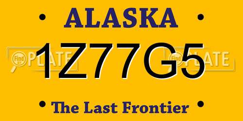 1Z77G5 Alaska License Plate