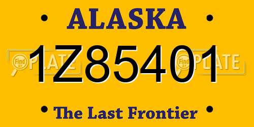 1Z85401 Alaska License Plate
