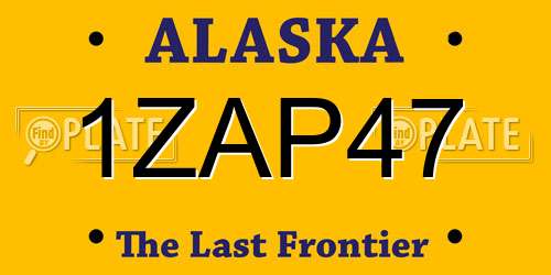 1ZAP47 Alaska License Plate