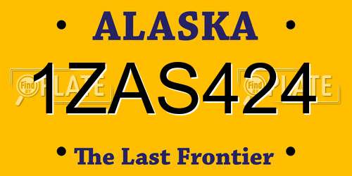 1ZAS424 Alaska License Plate