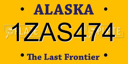 1ZAS474 Alaska License Plate