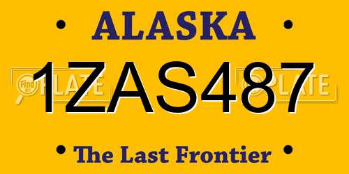 1ZAS487 Alaska License Plate