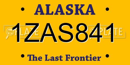 1ZAS841 Alaska License Plate