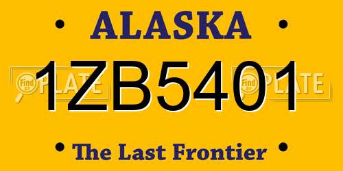 1ZB5401 Alaska License Plate