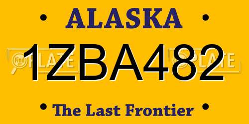 1ZBA482 Alaska License Plate