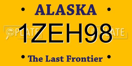 1ZEH98 Alaska License Plate