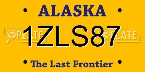 1ZLS87 Alaska License Plate
