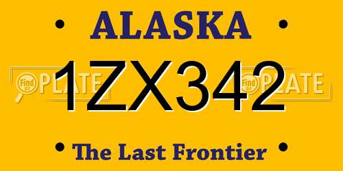 1ZX342 Alaska License Plate