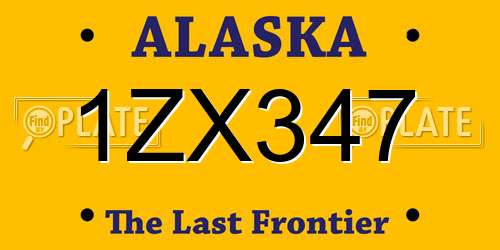 1ZX347 Alaska License Plate