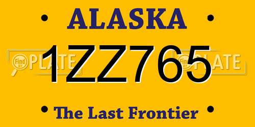 1ZZ765 Alaska License Plate