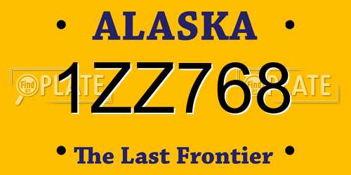 1ZZ768 Alaska License Plate