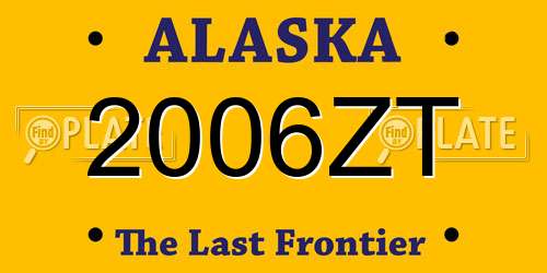 2006ZT Alaska License Plate