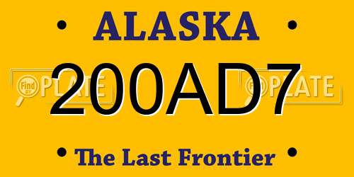 200AD7 Alaska License Plate