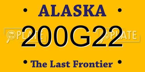 200G22 Alaska License Plate