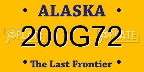 200G72 Alaska License Plate