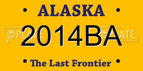 2014BA Alaska License Plate