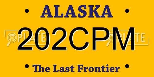 202CPM Alaska License Plate