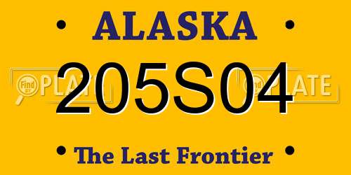 205S04 Alaska License Plate