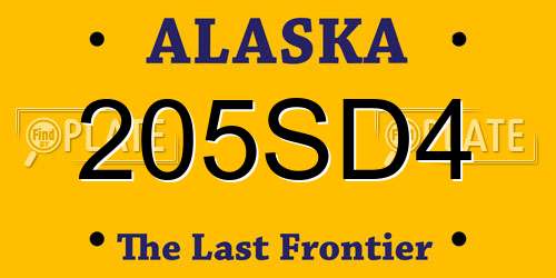 205SD4 Alaska License Plate