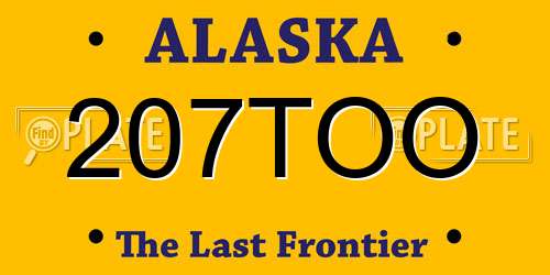 207TOO Alaska License Plate