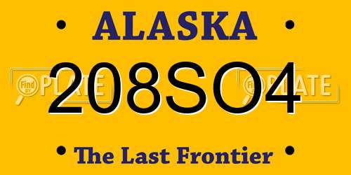 208SO4 Alaska License Plate