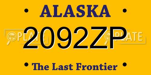 2092ZP Alaska License Plate