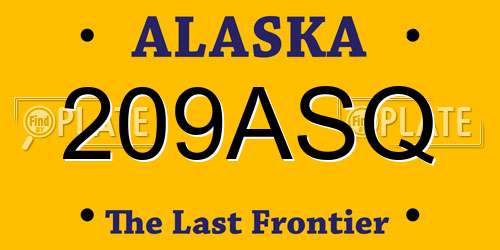 209ASQ Alaska License Plate