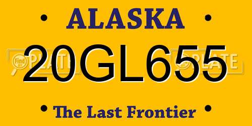 20GL655 Alaska License Plate