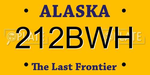 212BWH Alaska License Plate