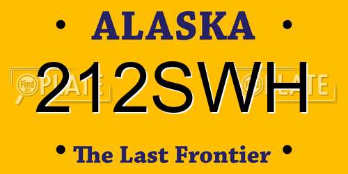 212SWH Alaska License Plate
