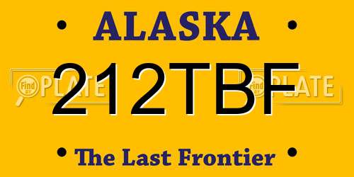 212TBF Alaska License Plate