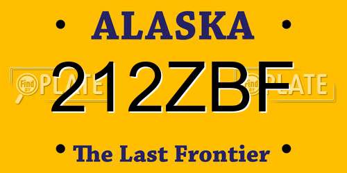 212ZBF Alaska License Plate