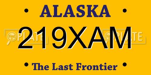 219XAM Alaska License Plate