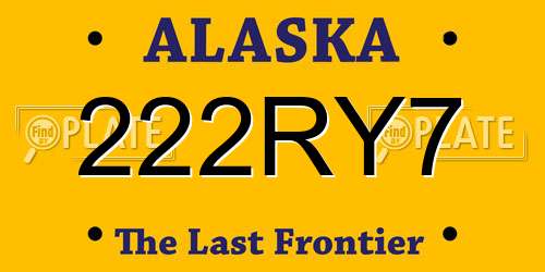 222RY7 Alaska License Plate