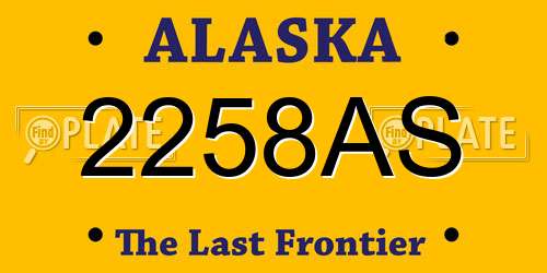 2258AS Alaska License Plate