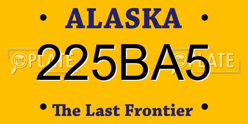 225BA5 Alaska License Plate