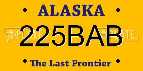 225BAB Alaska License Plate