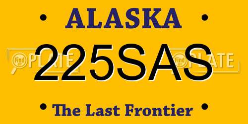 225SAS Alaska License Plate
