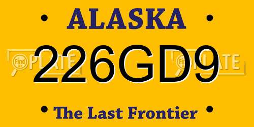 226GD9 Alaska License Plate